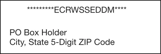 Sample address label for USPS EDDM "PO Box Customer"