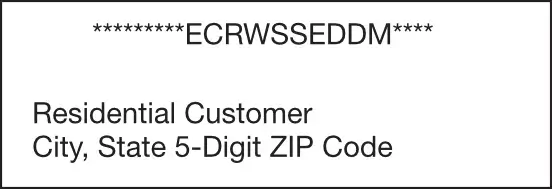 Sample address label for USPS EDDM "Residential Customer"